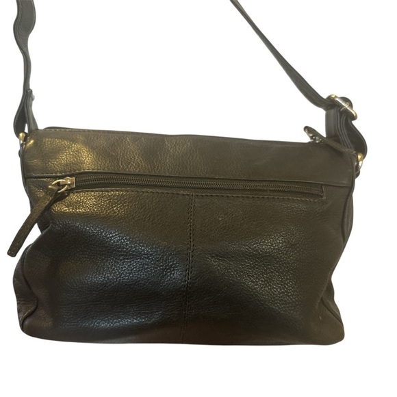 Patchwork Leather Crossbody Bag Purse Black Brown Shoulder Bag - Picture 4 of 10